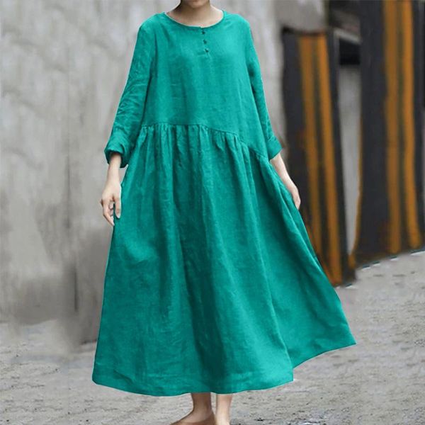 casual dresses fashion cotton linen for women loose o-neck long sleeve dress ankle length maxi sukienka, Black;gray
casual dresses fashion cotton linen for women loose o-neck long sleeve dress ankle length maxi sukienka, Black;gray