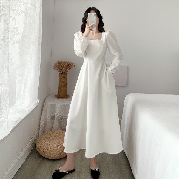2021long dress women solid elegant french style ladies square collar puff sleeve drape dresses high waist simple party vestidos chic, Black;gray
2021long dress women solid elegant french style ladies square collar puff sleeve drape dresses high waist simple party vestidos chic, Black;gray
