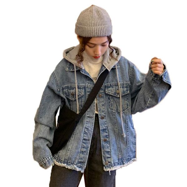 women's jackets denim jacket 2021 spring autumn hooded coat basic loose long sleeve outwear streetwear women clothes jeans, Black;brown
women's jackets denim jacket 2021 spring autumn hooded coat basic loose long sleeve outwear streetwear women clothes jeans, Black;brown