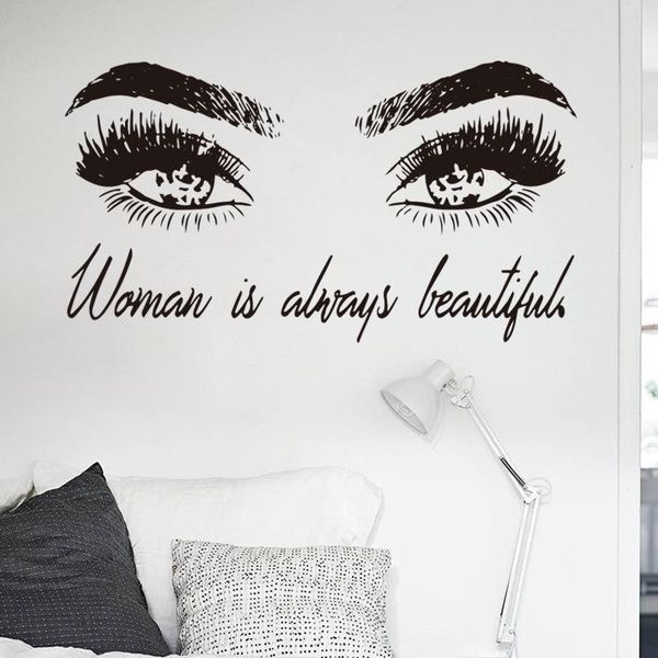 wall stickers fashion women is always beautiful eyes quote eyelashes decals for home bedroom salon decor
wall stickers fashion women is always beautiful eyes quote eyelashes decals for home bedroom salon decor