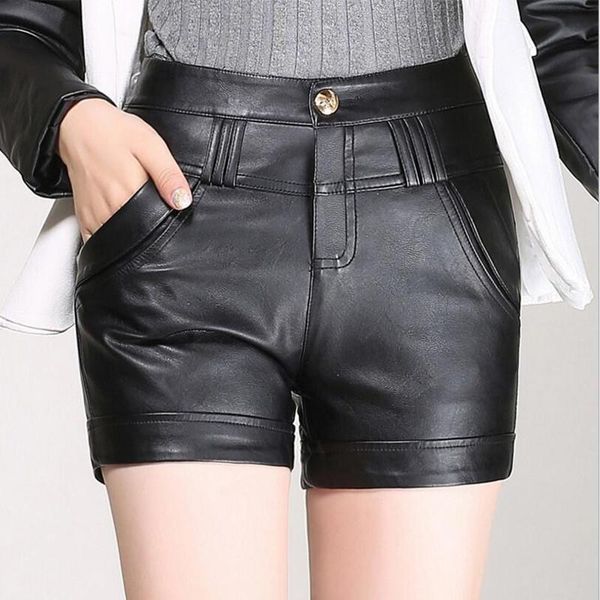women's shorts 2021 fashion autumn winter women casual female high waist straight pu leather s405, White;black 
women's shorts 2021 fashion autumn winter women casual female high waist straight pu leather s405, White;black
