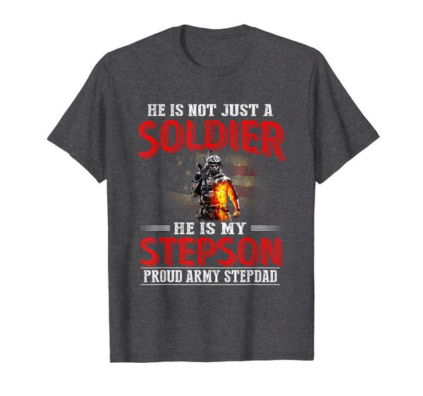 mens he is not just a solider he is my stepson proud army stepdad t-shirt, White;black
mens he is not just a solider he is my stepson proud army stepdad t-shirt, White;black