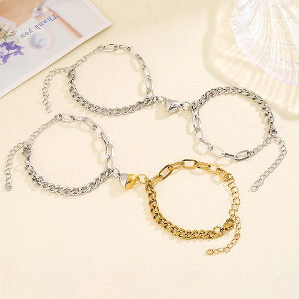 link, chain a pair classic stainless steel couple hand heart type hollow plated bracelet fashion men and women jewelry magnetic, Black
link, chain a pair classic stainless steel couple hand heart type hollow plated bracelet fashion men and women jewelry magnetic, Black