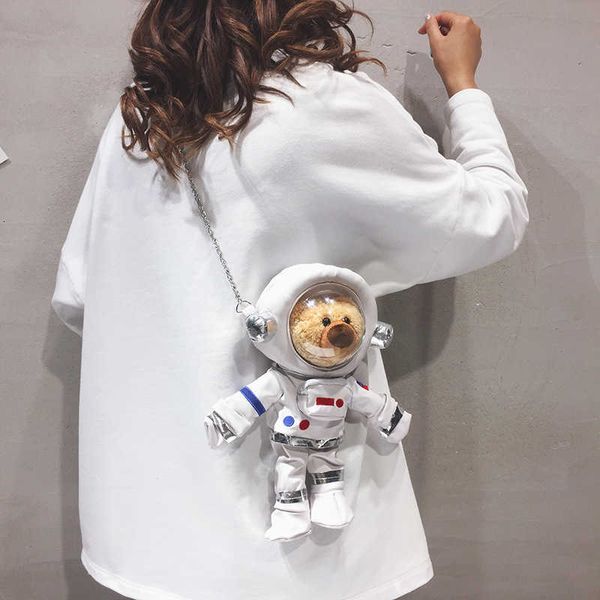 cute space bear for 2021 fashion ins cartoon shoulder chain girl msenger bag 
cute space bear for 2021 fashion ins cartoon shoulder chain girl msenger bag