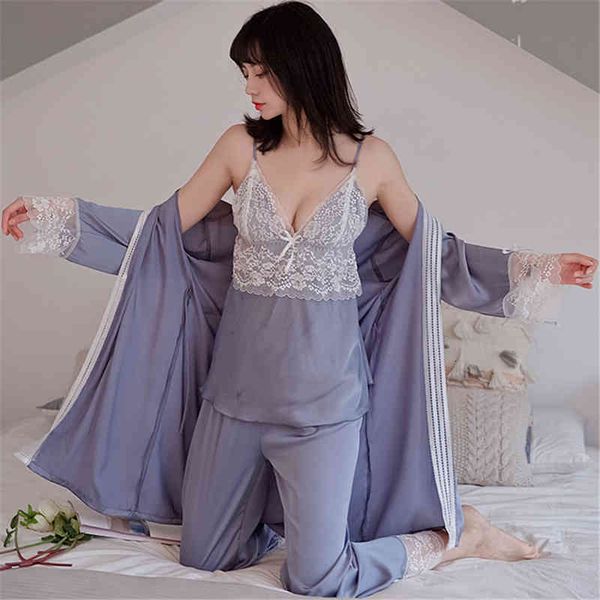 sleepwear woman spring sleepwear 3 piece faux silk pajamas set women lace sling sleeveless trousers summer robe d9zu 9yg4, Black;red
sleepwear woman spring sleepwear 3 piece faux silk pajamas set women lace sling sleeveless trousers summer robe d9zu 9yg4, Black;red