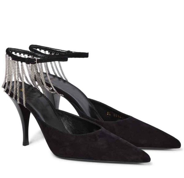 luxury women sandals shoes vesper slingback metal chain pumps boucle tweed stiletto heels lady pointed toe cap party dress wedding eu35-40, Black
luxury women sandals shoes vesper slingback metal chain pumps boucle tweed stiletto heels lady pointed toe cap party dress wedding eu35-40, Black