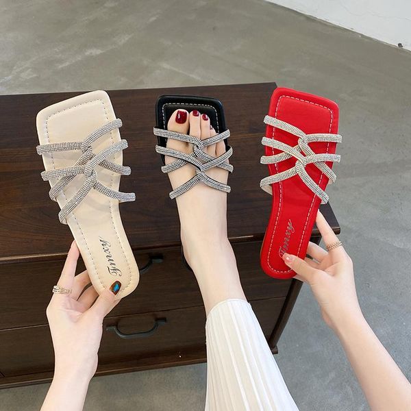 slippers summer slipper women shoes fashion slides flat for 2021 flip flop platfor woman sandals, Black
