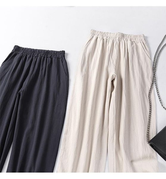 women's pants & capris cotton and linen loose casual large size wide-leg were thin side slit high waist nine points women, Black;white
women's pants & capris cotton and linen loose casual large size wide-leg were thin side slit high waist nine points women, Black;white