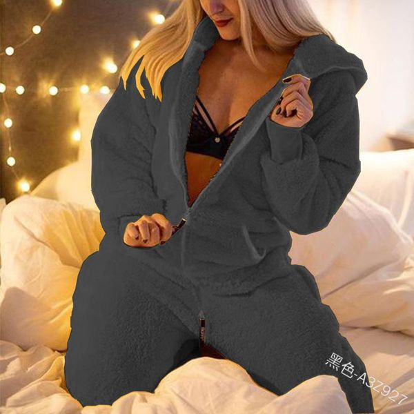 wepbel plush hooded loose plus size jumpsuits solid color women homewear long sleeve winter zipper home jumpsuit women's & rompers, Black;white
wepbel plush hooded loose plus size jumpsuits solid color women homewear long sleeve winter zipper home jumpsuit women's & rompers, Black;white