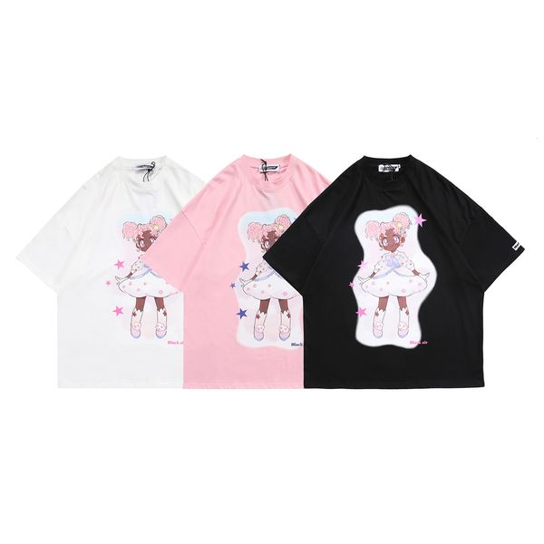 fashion t shirt summer men's cartoon girl print women's high street loose short sleeve, White;black
fashion t shirt summer men's cartoon girl print women's high street loose short sleeve, White;black