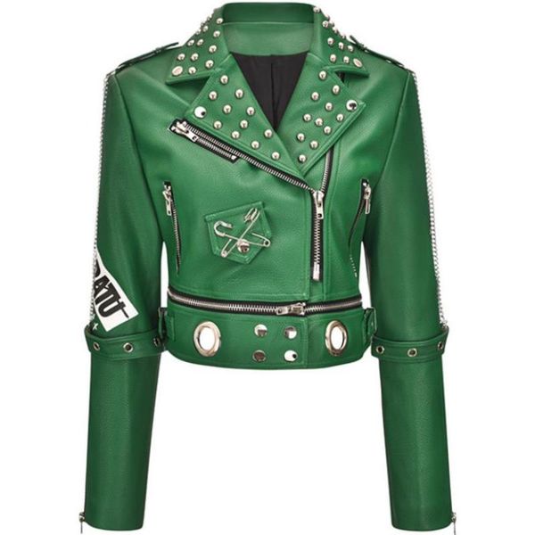 women's leather & faux 2021 autumn rivet chain fashion punk style coats graffiti short slim rock locomotive pu jacket for women, Black
women's leather & faux 2021 autumn rivet chain fashion punk style coats graffiti short slim rock locomotive pu jacket for women, Black