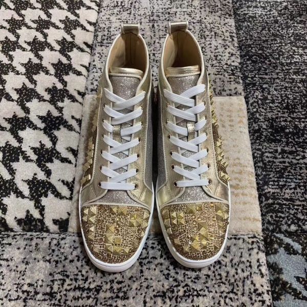 rivet casual shoes sequined leather red sole sneakers for women and men lace-up walking party wedding dress shoes, Black
rivet casual shoes sequined leather red sole sneakers for women and men lace-up walking party wedding dress shoes, Black