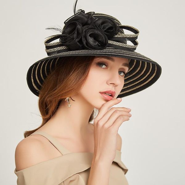 headpieces elegant black wedding hats for women big brim folding flower casual accessories bridal party headwear fascinator, Silver
headpieces elegant black wedding hats for women big brim folding flower casual accessories bridal party headwear fascinator, Silver