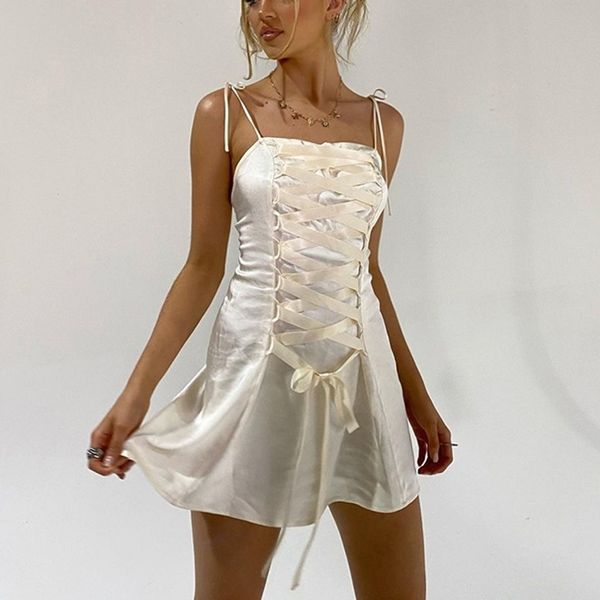 casual dresses women satin bane party summer spaghetti strap bow solid color ny a-line elegant female mini vestidos uctv, Black;gray
casual dresses women satin bane party summer spaghetti strap bow solid color ny a-line elegant female mini vestidos uctv, Black;gray