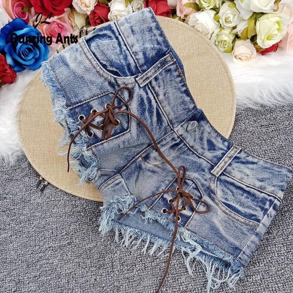women's jeans women booty shorts skinny lace-up mini short hole ripped female denim pants, Blue 
women's jeans women booty shorts skinny lace-up mini short hole ripped female denim pants, Blue