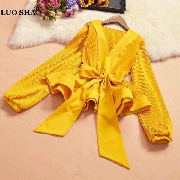 women's blouses & shirts luosha women autumn winter v neck long sleeve blouse lantern tunic waist with sashes and fashion, White
women's blouses & shirts luosha women autumn winter v neck long sleeve blouse lantern tunic waist with sashes and fashion, White