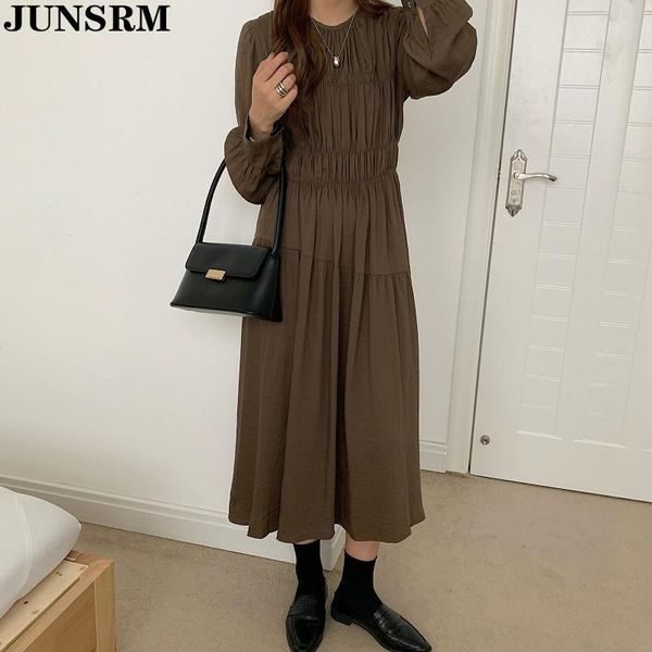casual dresses 2021 autumn dress women vintage korean style simple round neck pleated maxi long female sleeve ladies vestidos, Black;gray
casual dresses 2021 autumn dress women vintage korean style simple round neck pleated maxi long female sleeve ladies vestidos, Black;gray