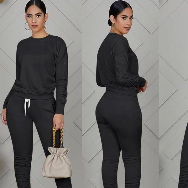 fluorescent solid long sleeve set womens tracksuits round neck drawstring pleated pants 2pcs casual, Gray
fluorescent solid long sleeve set womens tracksuits round neck drawstring pleated pants 2pcs casual, Gray