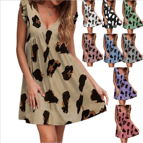 2021 summer european and american new lotus leaf short sleeve v-neck leopard print dress, Black;gray
2021 summer european and american new lotus leaf short sleeve v-neck leopard print dress, Black;gray