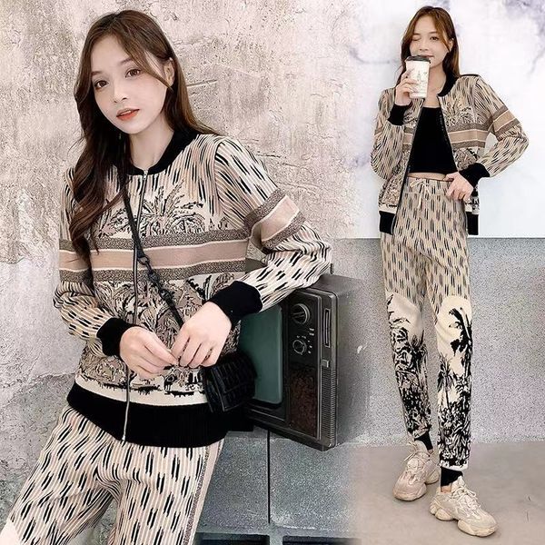2021 autumn new product ink style zipper coat harlan pants suit women z3co, Gray
