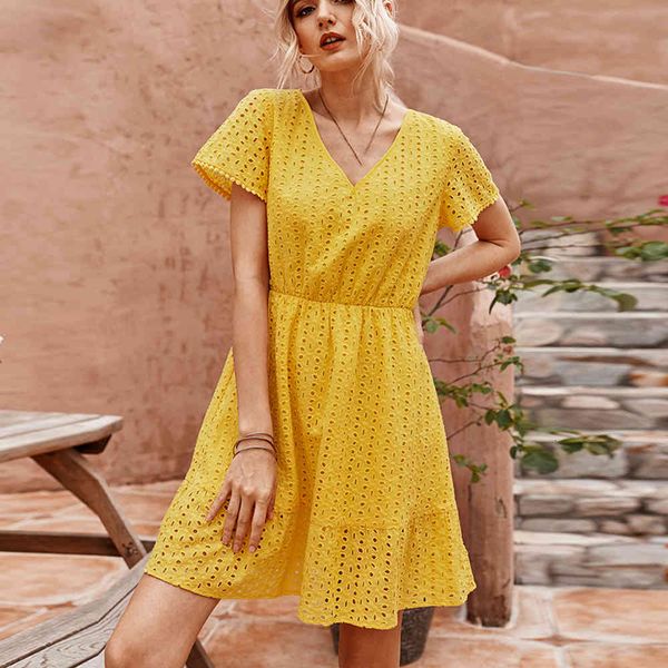 dress yellow and white hollow out mini dress women 2021 short sleeve v neck summer ladies elegant casual patchwork pullover dresses q4wi, Black;gray
dress yellow and white hollow out mini dress women 2021 short sleeve v neck summer ladies elegant casual patchwork pullover dresses q4wi, Black;gray