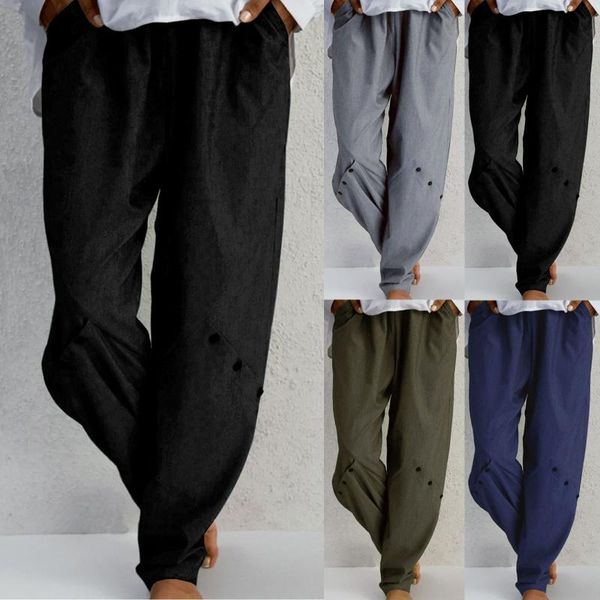 women's pants & capris women fashion trousers vintage elastic waist button straight pockets solid color pantalon femme, Black;white
women's pants & capris women fashion trousers vintage elastic waist button straight pockets solid color pantalon femme, Black;white