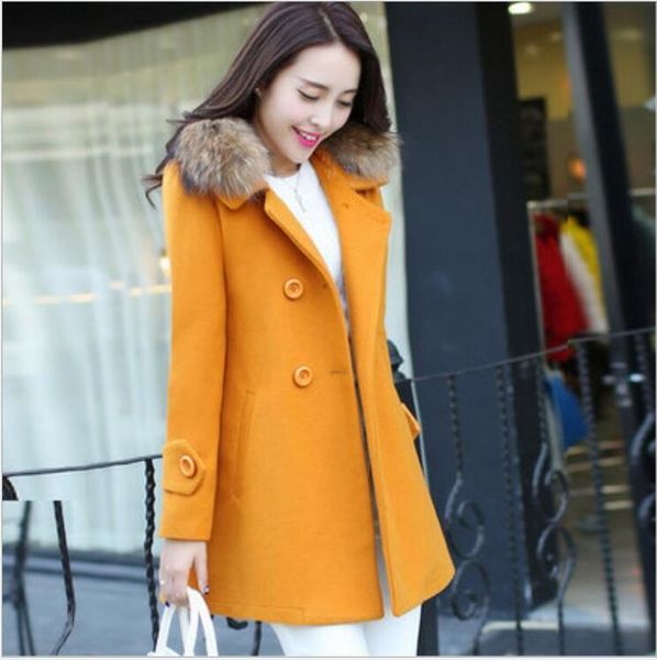 women's wool & blends 2021 autumn and winter coat slim fur collar solid color double breasted cappotti donna hj43, Black
women's wool & blends 2021 autumn and winter coat slim fur collar solid color double breasted cappotti donna hj43, Black