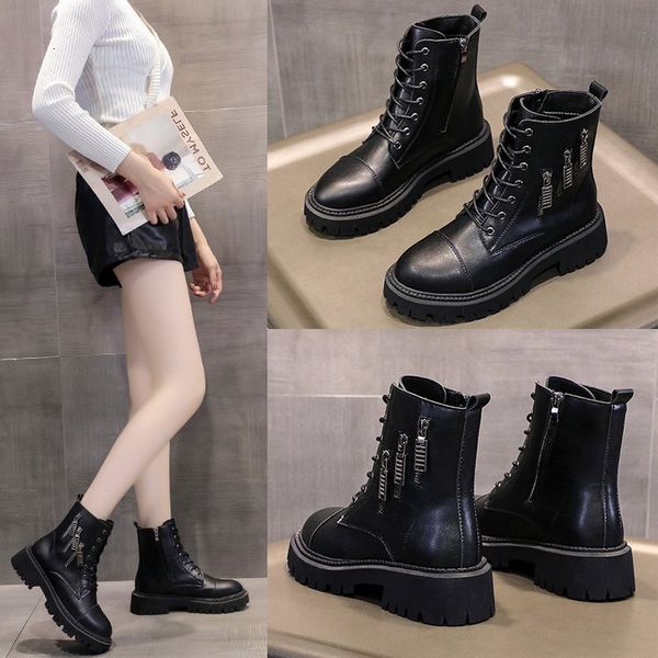martin women's 2021 autumn and winter thick bottom inner raised middle british casual short single boots, Black 
martin women's 2021 autumn and winter thick bottom inner raised middle british casual short single boots, Black