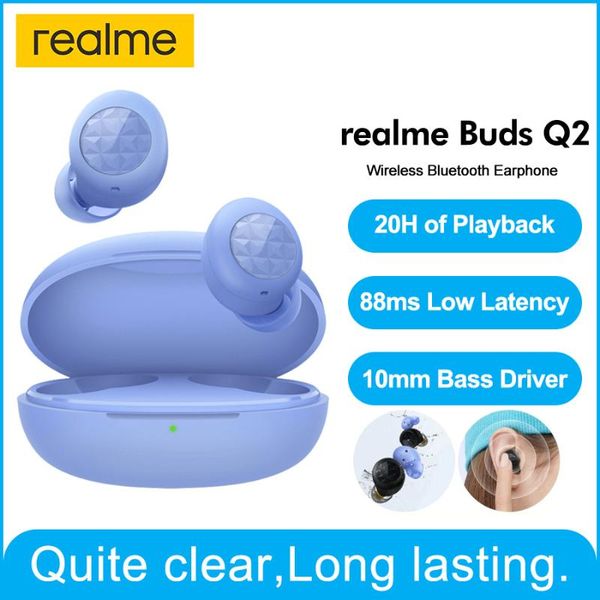

headphones & earphones realme buds q2 tws wireless bluetooth 5.0 touch control 20 hours of total playback 88ms super low latency