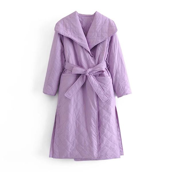 women elegant fashion purple bow sashes long parkas female casual pockets side open turn-down collar coat outerwear, Black
women elegant fashion purple bow sashes long parkas female casual pockets side open turn-down collar coat outerwear, Black