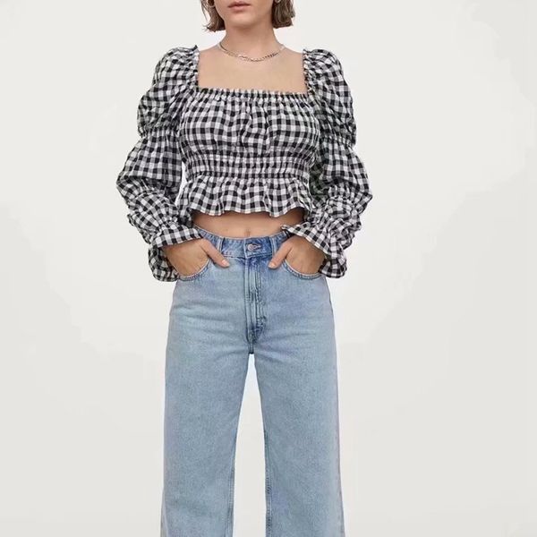 casual puff sleeve waist ruffles blouse women square collar plaid crop shirts summer spring preepy style sweet nx2118 210525, White
casual puff sleeve waist ruffles blouse women square collar plaid crop shirts summer spring preepy style sweet nx2118 210525, White