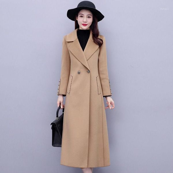 women's wool & blends autumn winter woman long solid woolen coat female turn-down collar blend outwear lady casual jacket overcoat a261, Black
women's wool & blends autumn winter woman long solid woolen coat female turn-down collar blend outwear lady casual jacket overcoat a261, Black