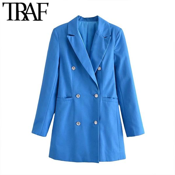 women's suits & blazers traf women fashion double breasted blazer coat vintage long sleeve pockets female outerwear chic veste femme, White;black
women's suits & blazers traf women fashion double breasted blazer coat vintage long sleeve pockets female outerwear chic veste femme, White;black