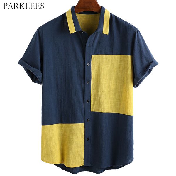 casual linen men shirt hit color patchwork summer shirts for mens retro holiday plus size chemise homme mens short sleeve shirt 210524, White;black
casual linen men shirt hit color patchwork summer shirts for mens retro holiday plus size chemise homme mens short sleeve shirt 210524, White;black