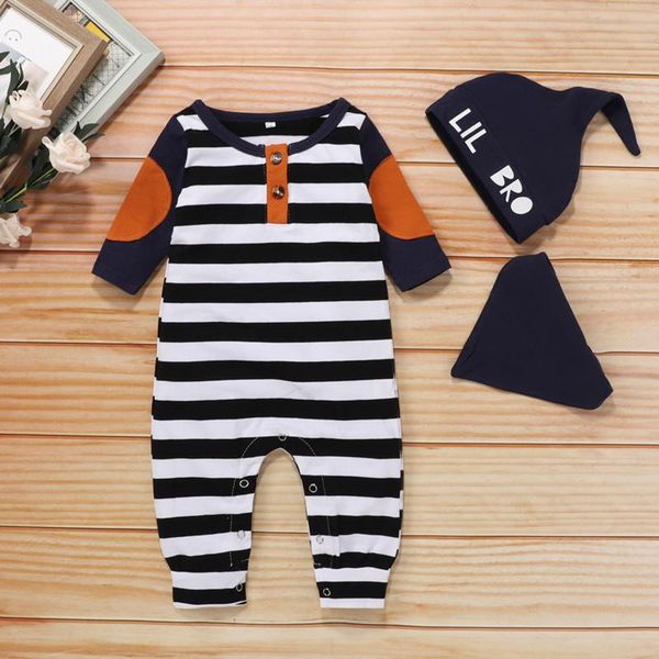 striped button jumpsuit romper+hat+bib set 3pcs 0-12m baby clothes romper long sleeve infant boys girls patch jumpsuits, Blue
striped button jumpsuit romper+hat+bib set 3pcs 0-12m baby clothes romper long sleeve infant boys girls patch jumpsuits, Blue