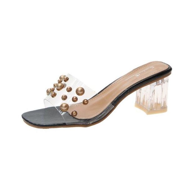 dress shoes roman crystal pearl slippers open toe transparent high heels sandals women's korean version thick heel summer, Black
dress shoes roman crystal pearl slippers open toe transparent high heels sandals women's korean version thick heel summer, Black