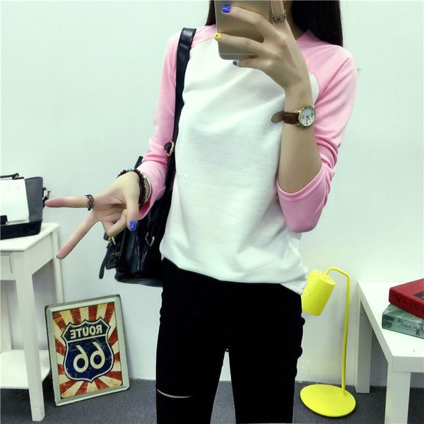women's t-shirt hgfs classic apparel shirt patchwork tee camisetas femininas ropa mujer contrast sleeve raglan, White
women's t-shirt hgfs classic apparel shirt patchwork tee camisetas femininas ropa mujer contrast sleeve raglan, White