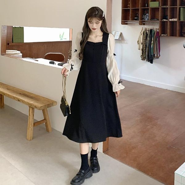 casual dresses sleeve square neck dress women's spring and autumn 2021 french design sense of temperament chic long, Black;gray
casual dresses sleeve square neck dress women's spring and autumn 2021 french design sense of temperament chic long, Black;gray