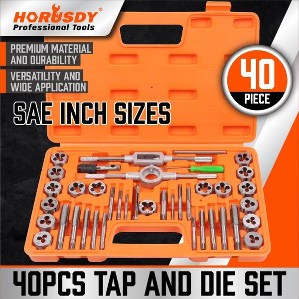 40-piece tap and die set | sae inch sizes for coarse fine threads tool hand tools