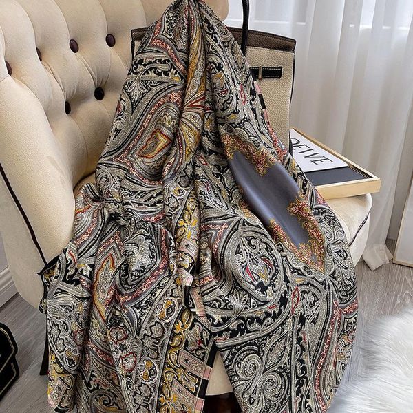 scarves 2021 cotton printed silk scarf, winter warm female fashion retro imitation mid-length shawl foulard, Blue;gray
scarves 2021 cotton printed silk scarf, winter warm female fashion retro imitation mid-length shawl foulard, Blue;gray