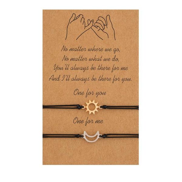 charm bracelets 2pcs sun moon adjustable lucky bracelet couple woven rope friend vintage simplicity friendship jewelry gifts, Golden;silver
charm bracelets 2pcs sun moon adjustable lucky bracelet couple woven rope friend vintage simplicity friendship jewelry gifts, Golden;silver