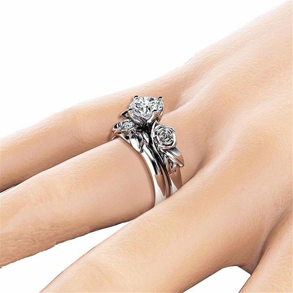 cluster rings fashion women rose golden couple ring for bride wedding crystal flower engagement girl women's party, Golden;silver
cluster rings fashion women rose golden couple ring for bride wedding crystal flower engagement girl women's party, Golden;silver