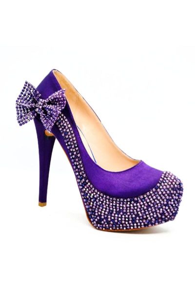 dress shoes women's purple cubic zirconia heels, Black