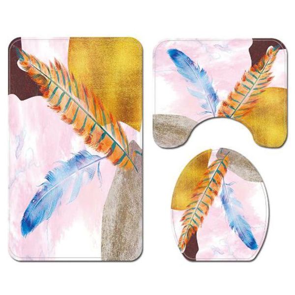 bath mats 3pcs bathroom mat set feather pattern print non-slip rug set, u-shaped contour mat, floor and toilet lid cover
bath mats 3pcs bathroom mat set feather pattern print non-slip rug set, u-shaped contour mat, floor and toilet lid cover
