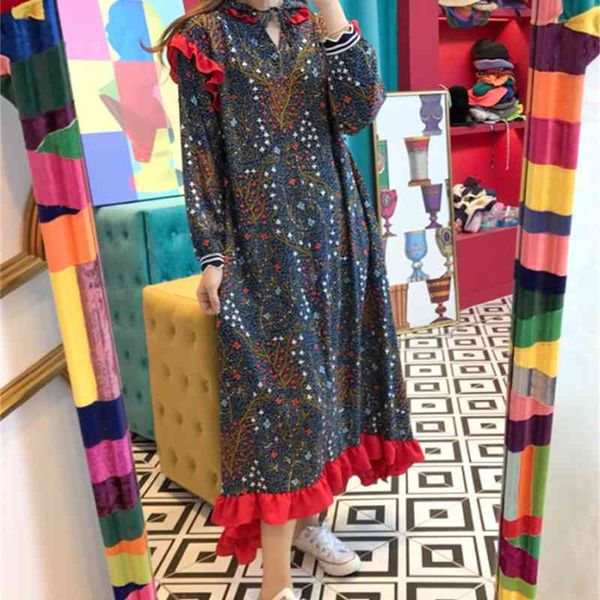 spring and summer fashion casual loose floral female dress elegant temperament hooded ruffled 210615, Black;gray
spring and summer fashion casual loose floral female dress elegant temperament hooded ruffled 210615, Black;gray