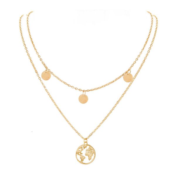 fashion personality street shooting disc world map pendant necklace set jewelry, Silver
fashion personality street shooting disc world map pendant necklace set jewelry, Silver