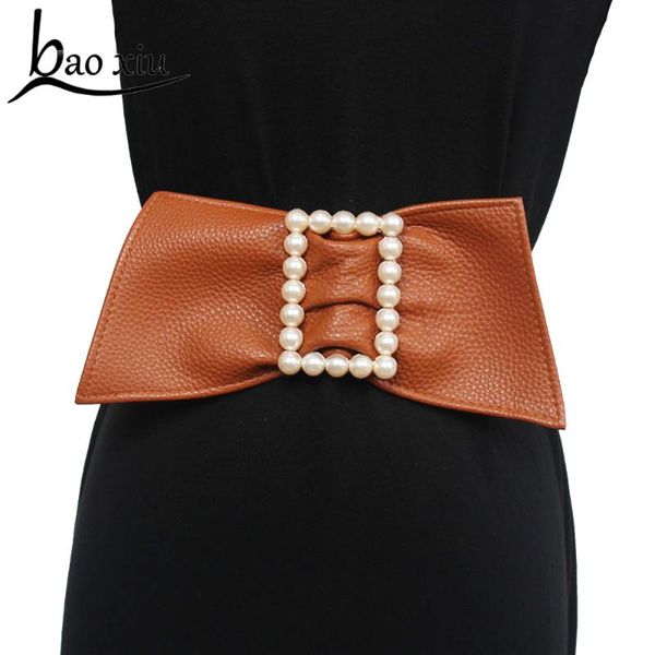belts vintage women's runway fashion pearl buckle pu elastic cummerbunds female dress corset belt waistband decoration wide blet, Black;brown
belts vintage women's runway fashion pearl buckle pu elastic cummerbunds female dress corset belt waistband decoration wide blet, Black;brown
