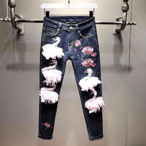 women's jeans ripped women with embroidery skinny pencil pants oversize denim high waist full-length trousers for woman 1lw9, Blue
women's jeans ripped women with embroidery skinny pencil pants oversize denim high waist full-length trousers for woman 1lw9, Blue