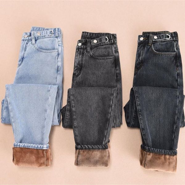 women's jeans winter loose straight pants high waist velvet warm ankle length thick fleeces denim trousers female snow 2110, Blue
women's jeans winter loose straight pants high waist velvet warm ankle length thick fleeces denim trousers female snow 2110, Blue