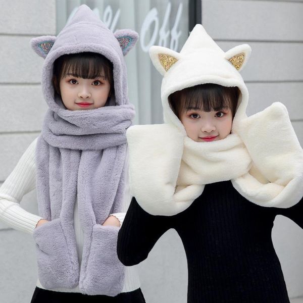 hats, scarves & gloves sets 2021korean winter student outdoor warmplush cover hat boys and girls' triangular earssequin scarf three pie, Blue;gray
hats, scarves & gloves sets 2021korean winter student outdoor warmplush cover hat boys and girls' triangular earssequin scarf three pie, Blue;gray